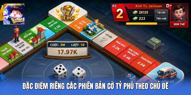 Đặc điểm riêng các phiên bản cờ tỷ phú theo chủ đề